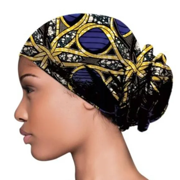 NWT Firstline Evolve Royal Ties Wrap Head Scarf Yellow and Blue Patterned - Picture 2 of 12